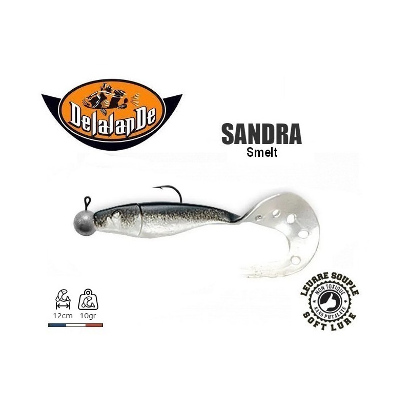 Leurre Souple Monté Sandra Smelt 12cm Tête Plombée 10 gr Delalande