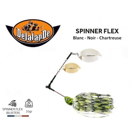 Leurre Hybride - Spinner Flex - Noir  Blanc & Chartreuse 10 gr - Delalande