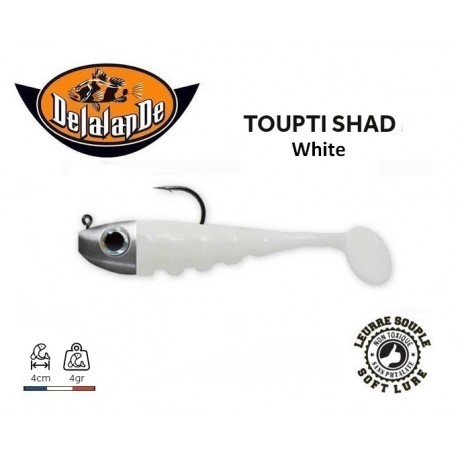 Leurre Souple Monté - Toupti Shad White - 4 cm - Delalande