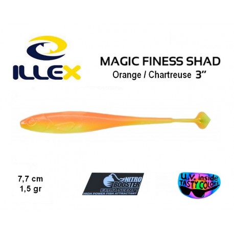 Leurre Souple - Finess Shad 3" Orange Chartreuse 7.7cm - Illex