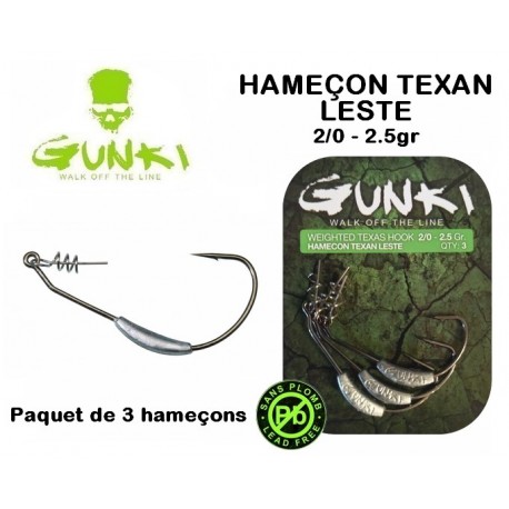 Hameçon Texan Lesté - 2/0 - 2.5gr - Gunki
