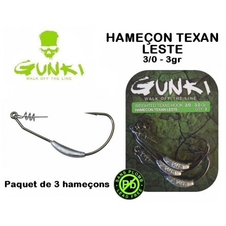 Hameçon Texan Lesté - 3/0 - 3gr - Gunki