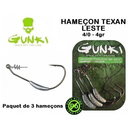 Hameçon Texan Lesté - 4/0 - 4gr - Gunki