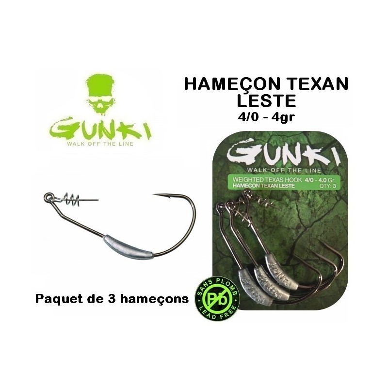 Hameçon Texan Lesté - 4/0 - 4gr - Gunki