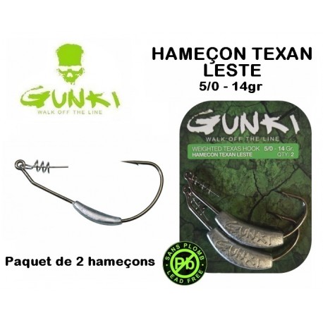 Hameçon Texan Lesté - 5/0 - 14gr - Gunki