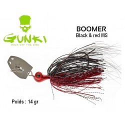 Leurre Hybride - Chatterbait Boomer 14gr 5/0 Black & Red - Gunki