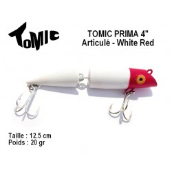 Leurre Dur - Tomic Prima 4" articulé White Red 20gr 12.5cm - Vesuna