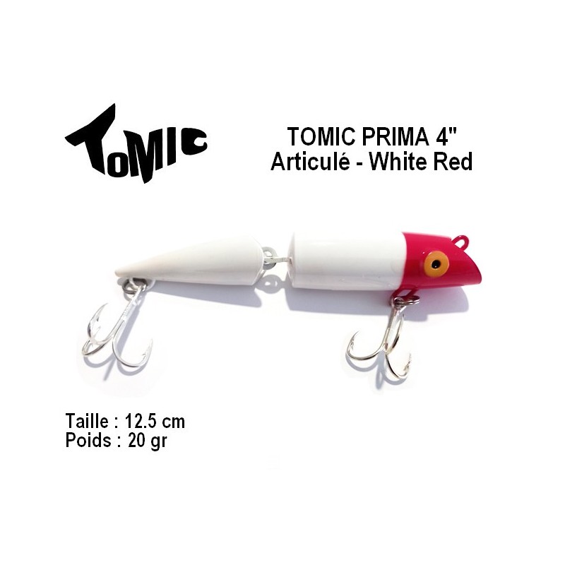 Leurre Dur Flottant - Tomic Prima 4 Articulé White Red 20gr 12cm - Vesuna