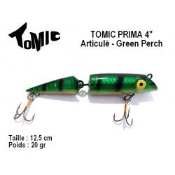 Leurre Dur Flottant - Tomic Prima 4" articulé Green Perch 20gr 12.5cm - Vesuna