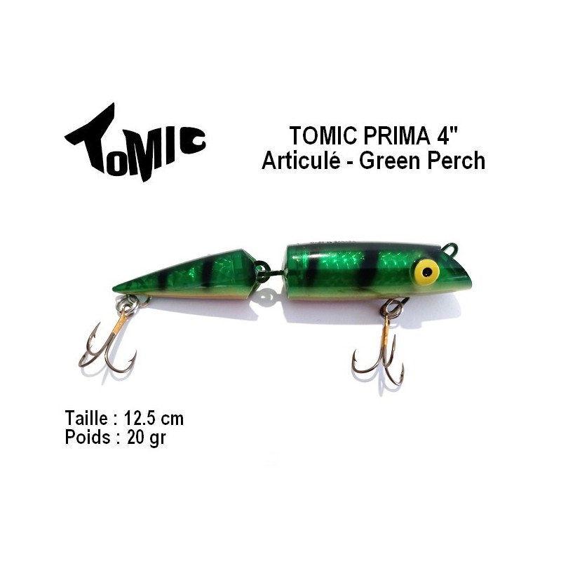 Leurre Dur Flottant - Tomic Prima 4 Articulé Green Perch 20gr 12.5cm -  Vesuna