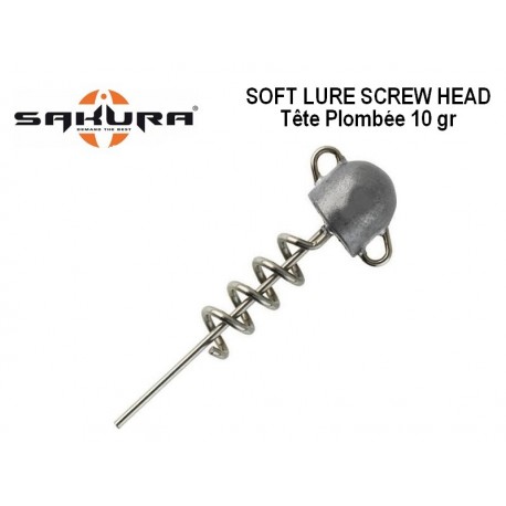 Tête Plombée à visser Soft Lure Screw Head - 10gr -  Sakura