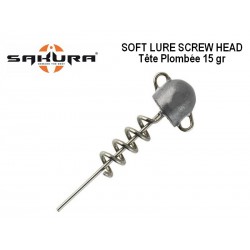 Tête Plombée à visser Soft Lure Screw Head - 15gr -  Sakura