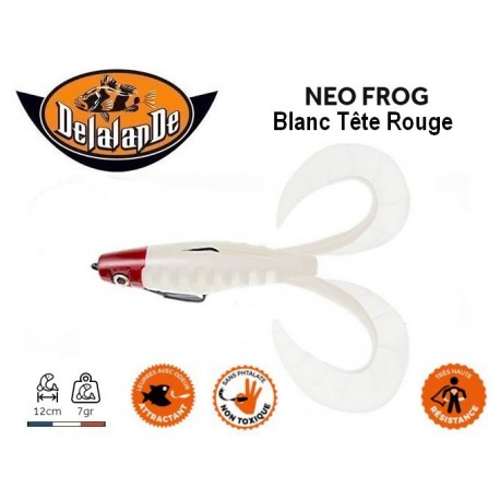 Leurre Souple - Néo Frog Blanc à Tête Rouge  12cm - 7gr - Delalande