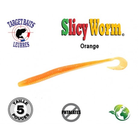 Leurre Souple - Slicy Worm Orange 5" - Target Baits Leurres