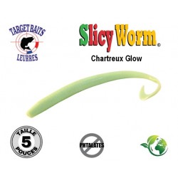 Leurre Souple - Slicy Worm Chartreuse Glow 5" - Target Baits Leurres