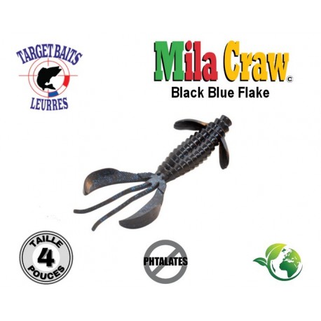 Leurre Souple - Mila Craw Black Blue Flake 4" - Target Baits Leurres