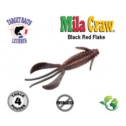 Leurre Souple - Mila Craw Black Red Flake 4" 10cm - Target Baits Leurres