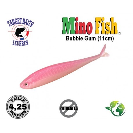 Leurre Souple - Mino Fish Bubble Gum 4.25" 11cm - Target Baits Leurres