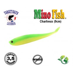 Leurre Souple - Mino Fish Chartreux 3.5" 9cm - Target Baits Leurres