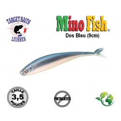 Leurre Souple - Mino Fish Dos Bleu 3.5" 9cm - Target Baits Leurres