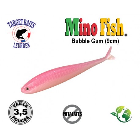 Leurre Souple - Mino Fish Bubble Gum 3.5" 9cm - Target Baits Leurres