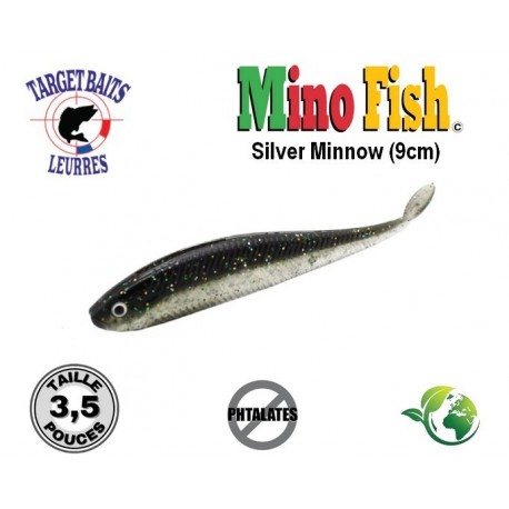 Leurre Souple - Mino Fish Silver Minnow 3.5" 9cm - Target Baits Leurres