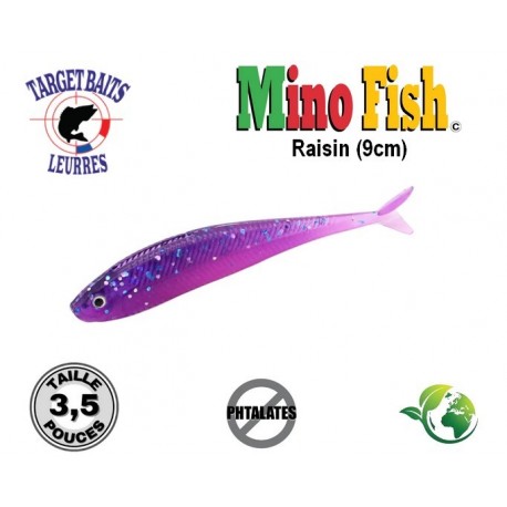 Leurre Souple - Mino Fish Raisin 3.5" 9cm - Target Baits Leurres
