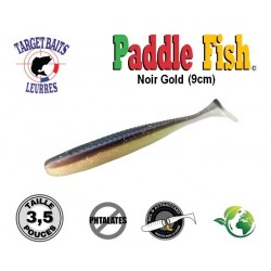 Leurre Souple - Paddle Fish Noir Gold 3.5" 9cm - Target Baits Leurres
