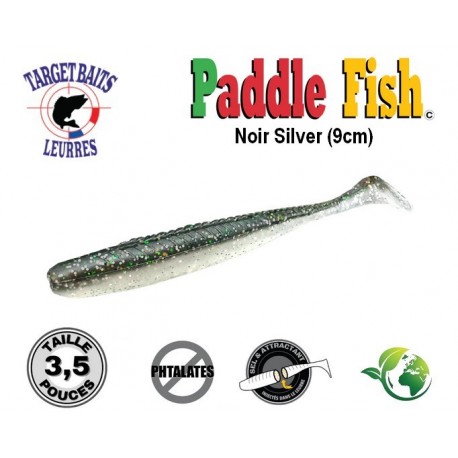 Leurre Souple - Paddle Fish Noir Silver 3.5" 9cm - Target Baits Leurres