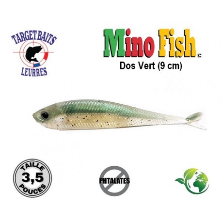 Leurre Souple - Mino Fish Dos Vert 3.5" 9cm - Target Baits Leurres