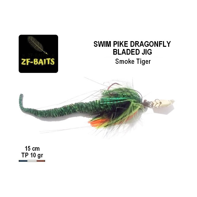 Swim Pike Dragonfly Bladed Jig - Smoke Tiger 10gr - ZF-Baits