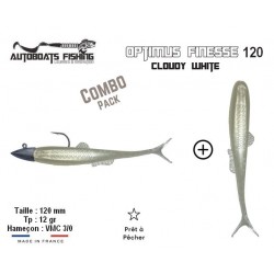 Combo Pack -Leurre Souple Armé Finesse - OPTIMUS FINESSE 120 Cloudy White - Autoboats Fishing
