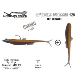 Combo Pack - Leurre Souple Armé Finesse - OPTIMUS FINESSE 120 Or Brown - Autoboats Fishing
