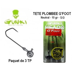 Tête Plombée Football - G'Foot Pike Addict 5/0 - 10gr - Neutre - Gunki