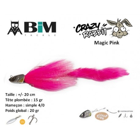 Leurre Hybride - Crazy Rabbit  20cm TP 15g H4/0 - Magic Pink - BIM